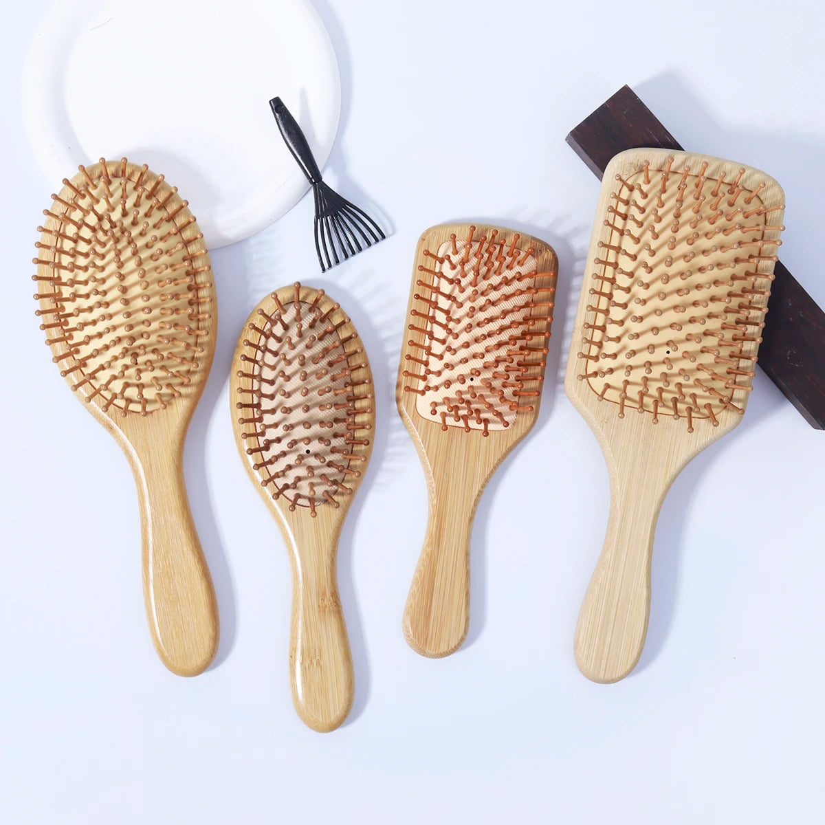 2pcs/set of wooden combs professional health massage brushes airbags bamboo combs and comb cleaners Special for real hair wigs