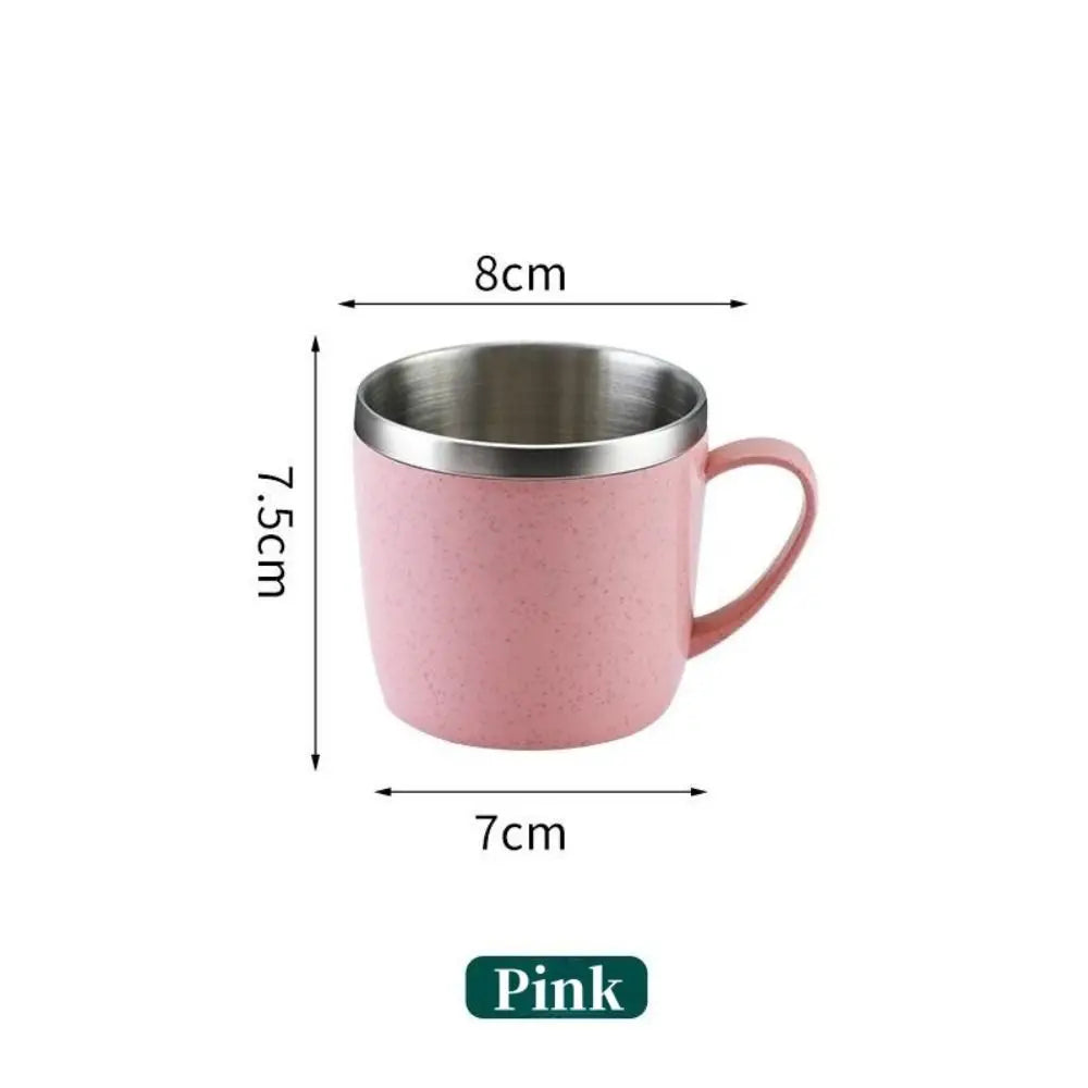 Double Layer Anti-scalding Stainless Steel Cups Plastic Handle Coffee Milk Mug Tea Drinks Water Cup for Home Office Tumbler