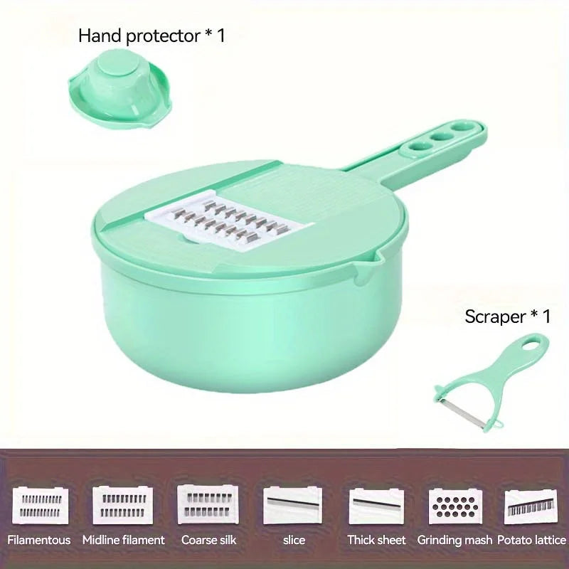 9-in-1 multifunctional vegetable chopper, carrot and potato manual shredding and slicing machine, radish chopper, kitchen tool