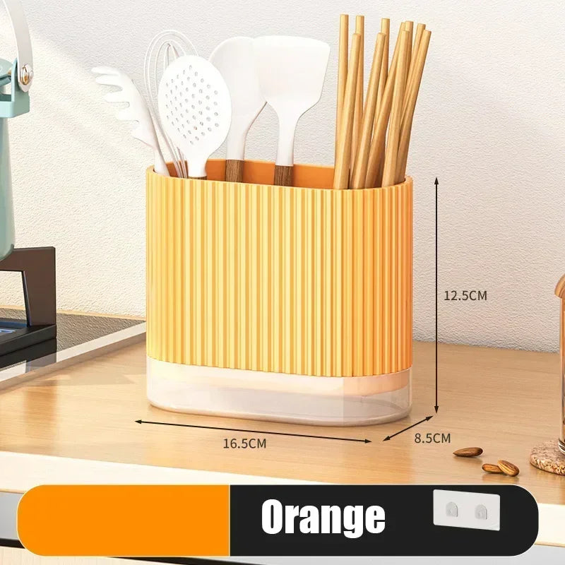 Household Kitchen  Spoon Storage Box Chopstick Holder Drain Rack Wall Mounted Non Perforated Countertop Tableware Chopstick Cage