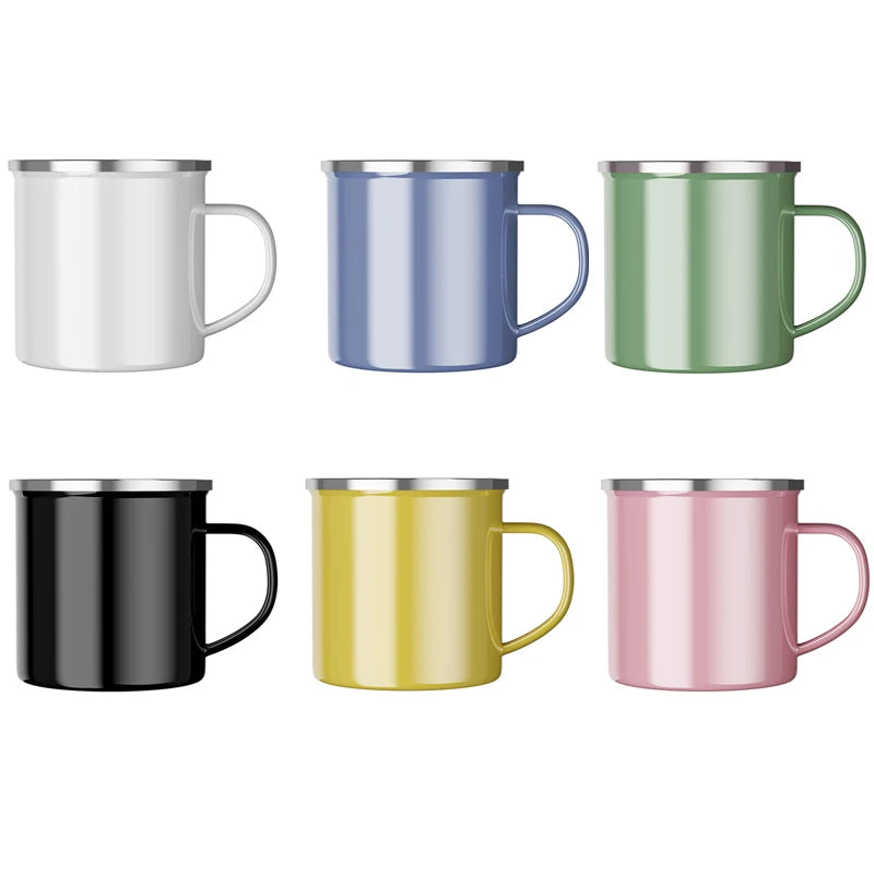 1Pcs Enamel Camping Mugs Set,380ml Coffee Camp  Small Enamel Tea Cups for Indoor and Outdoor Activities,Easy to Clean