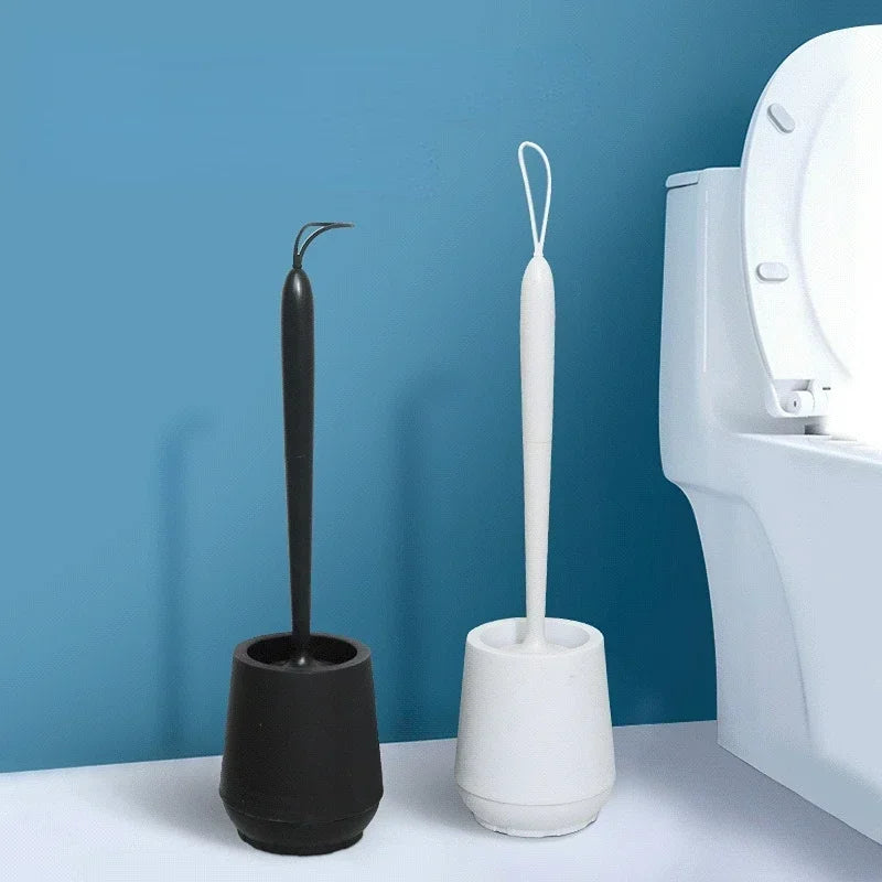 Bathroom Black Toilet Brush Soft TPR Silicone Brush Head No Dead Corners Home Floor-standing Cleaning Brushes WC Accessories