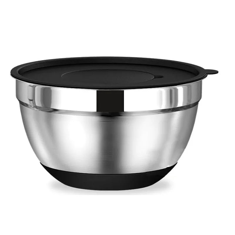 Mixing Bowls with Lids and Non-Slip Bases, Stainless Steel Mixing Bowls Set for Baking, Nesting Storage Bowls, JT227, 6 Pcs