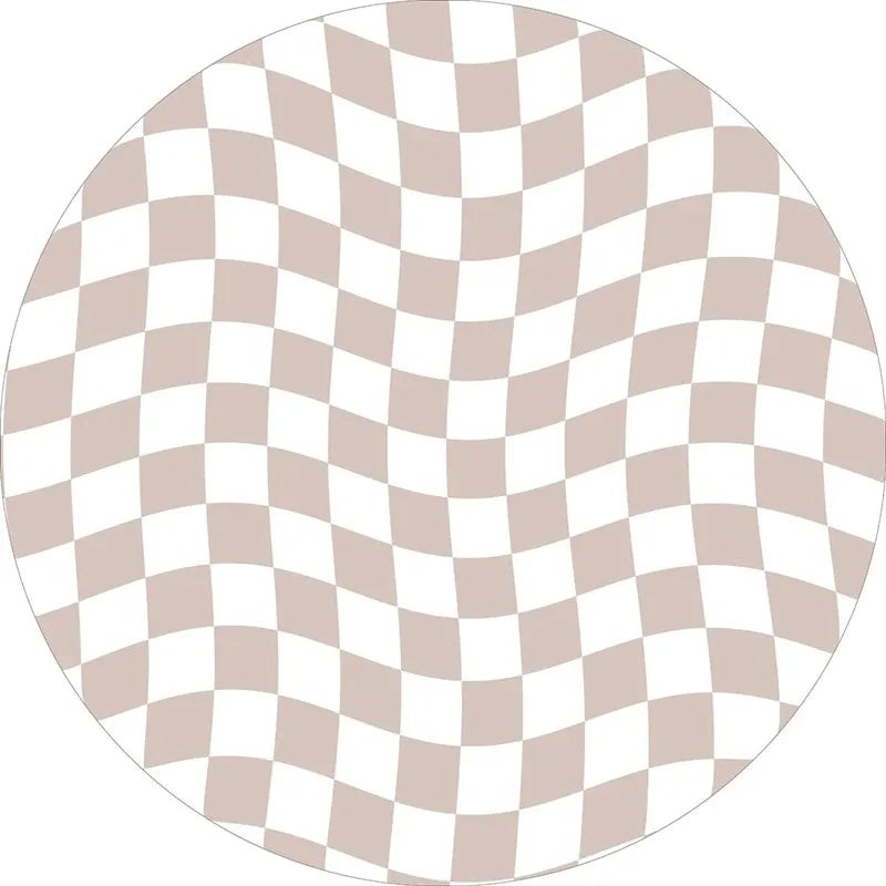 Irregular Checkerboard Round Rug Simple Design Solid Color Fashion Playmat for Bedroom Living Room Circle Carpet